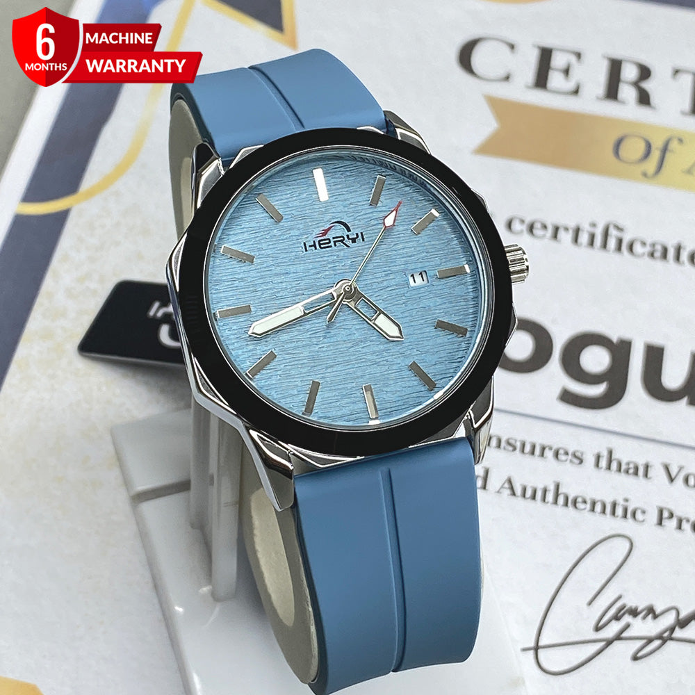 Heyri Silicone Strap Watch for Men with Octagonal Dial Magnetic Lock with Date Display