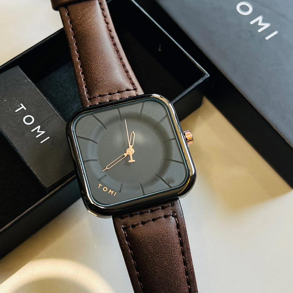 TOMI T093 Classic Square Dial Watch with Comfortable Straps for Men