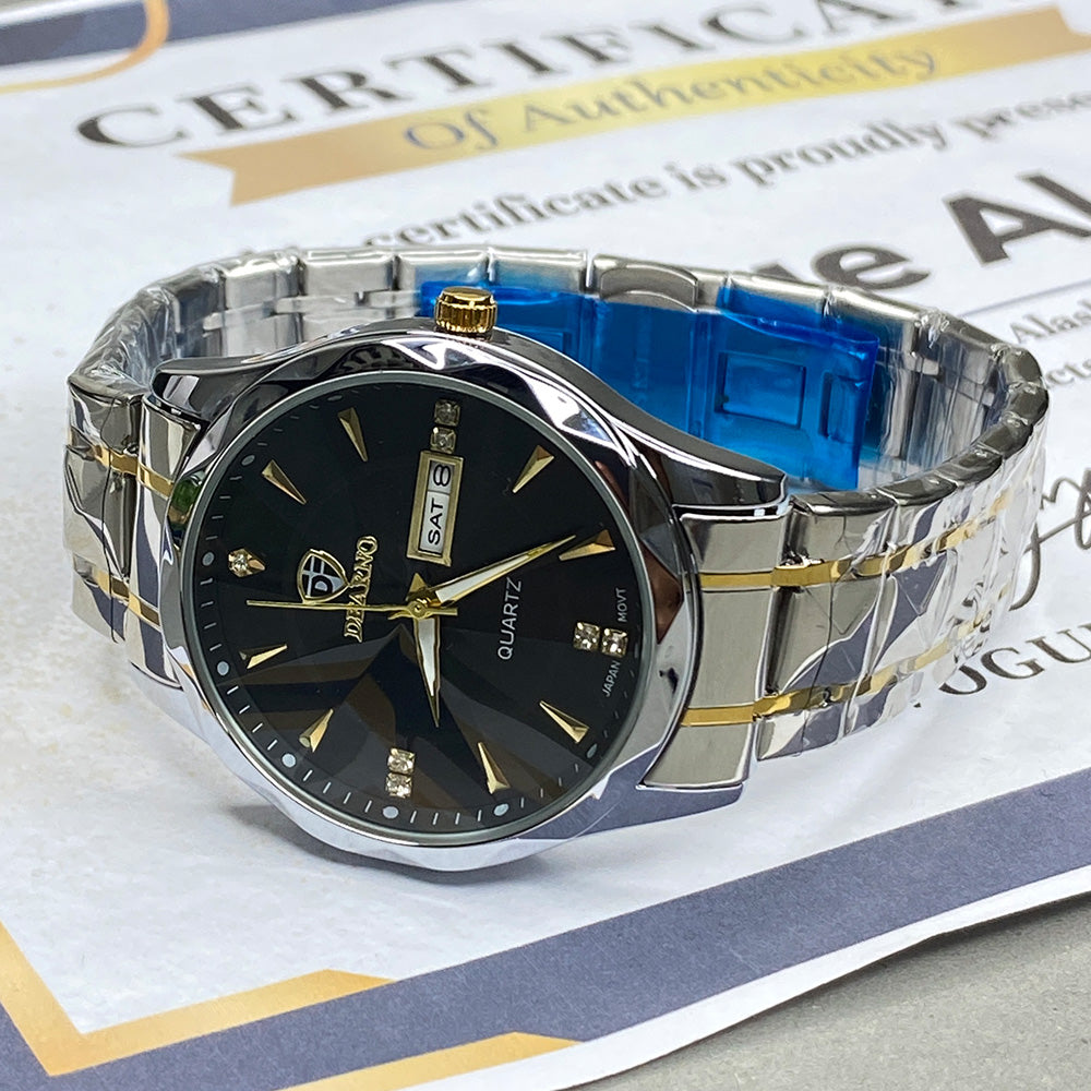 Dearno Prism Design Men's Luxury Chain Watch with Day & Date Display