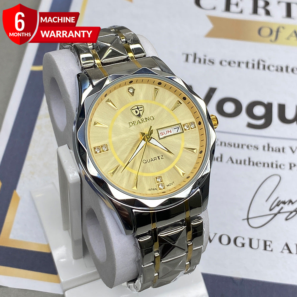 Dearno Prism Design Men's Luxury Chain Watch with Day & Date Display