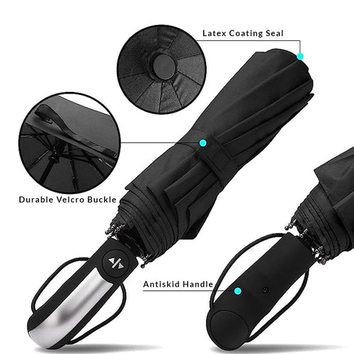 Auto Open and Close 10 Ribs Large Size Folding Windproof Umbrella