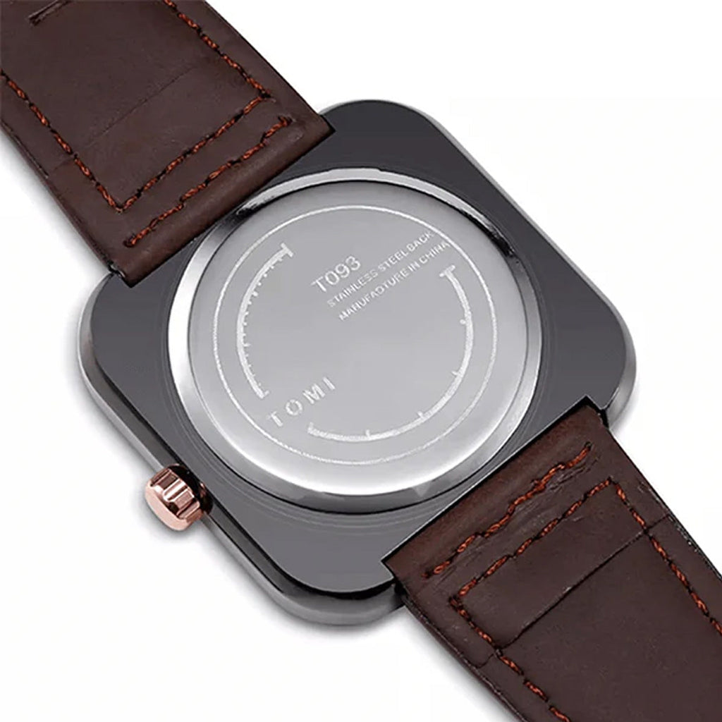TOMI T093 Classic Square Dial Watch with Comfortable Straps for Men